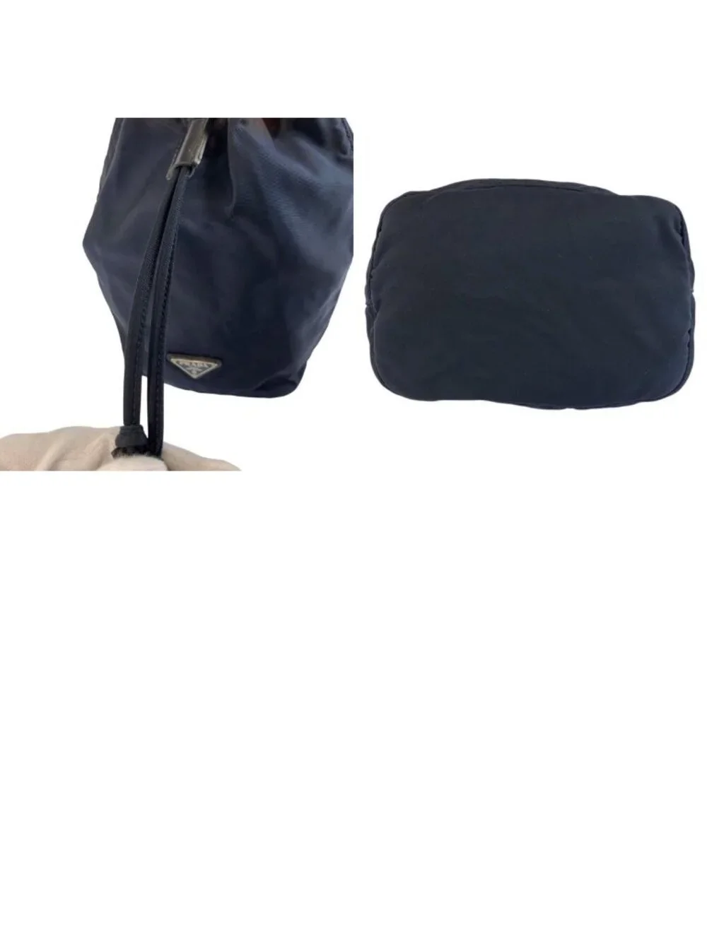 Prada Tessuto Navy Silver Nylon Drawstring Pouch